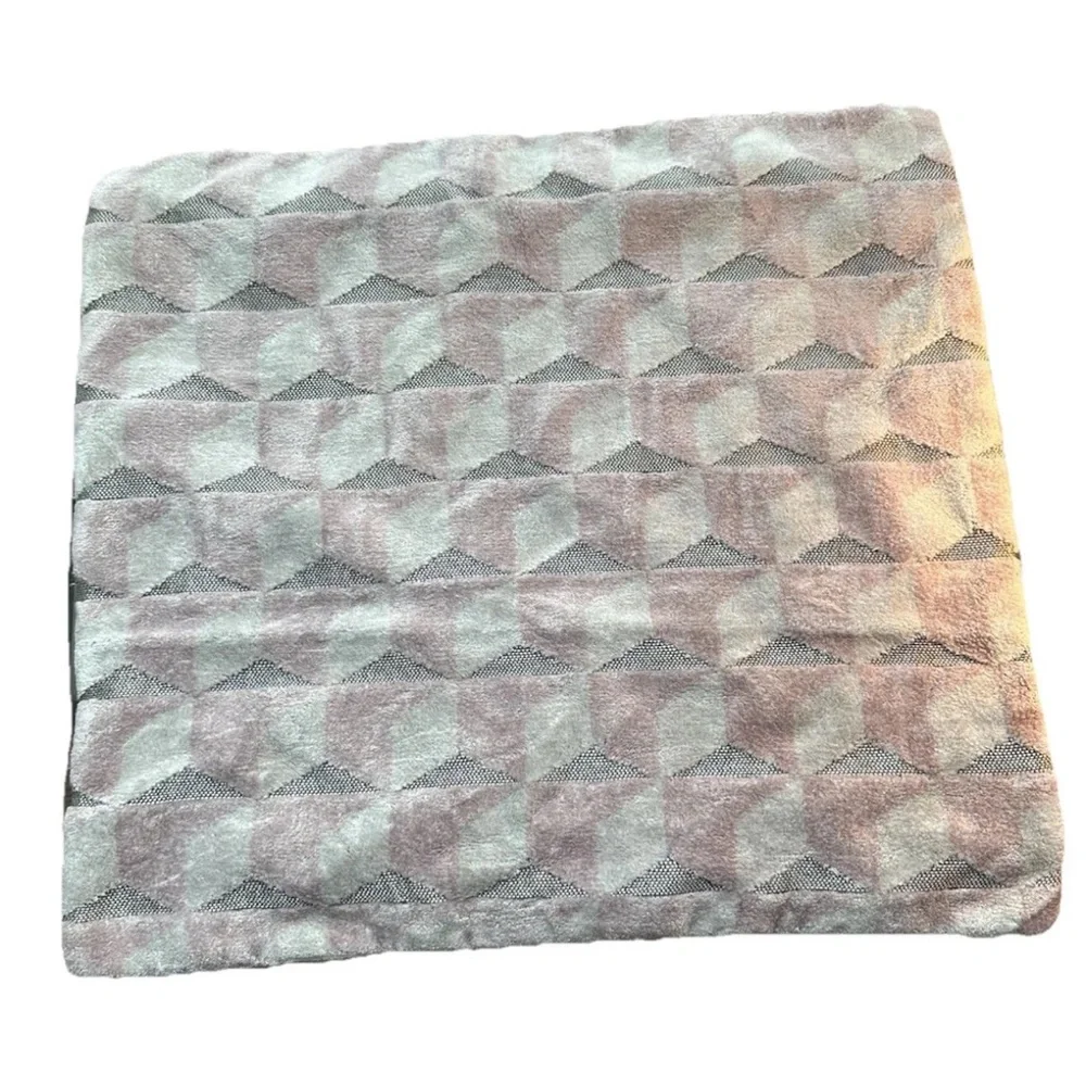 West Elm Alternating Geo Jacquard Velvet Cushion Cover 20 x 20 Stone Pink